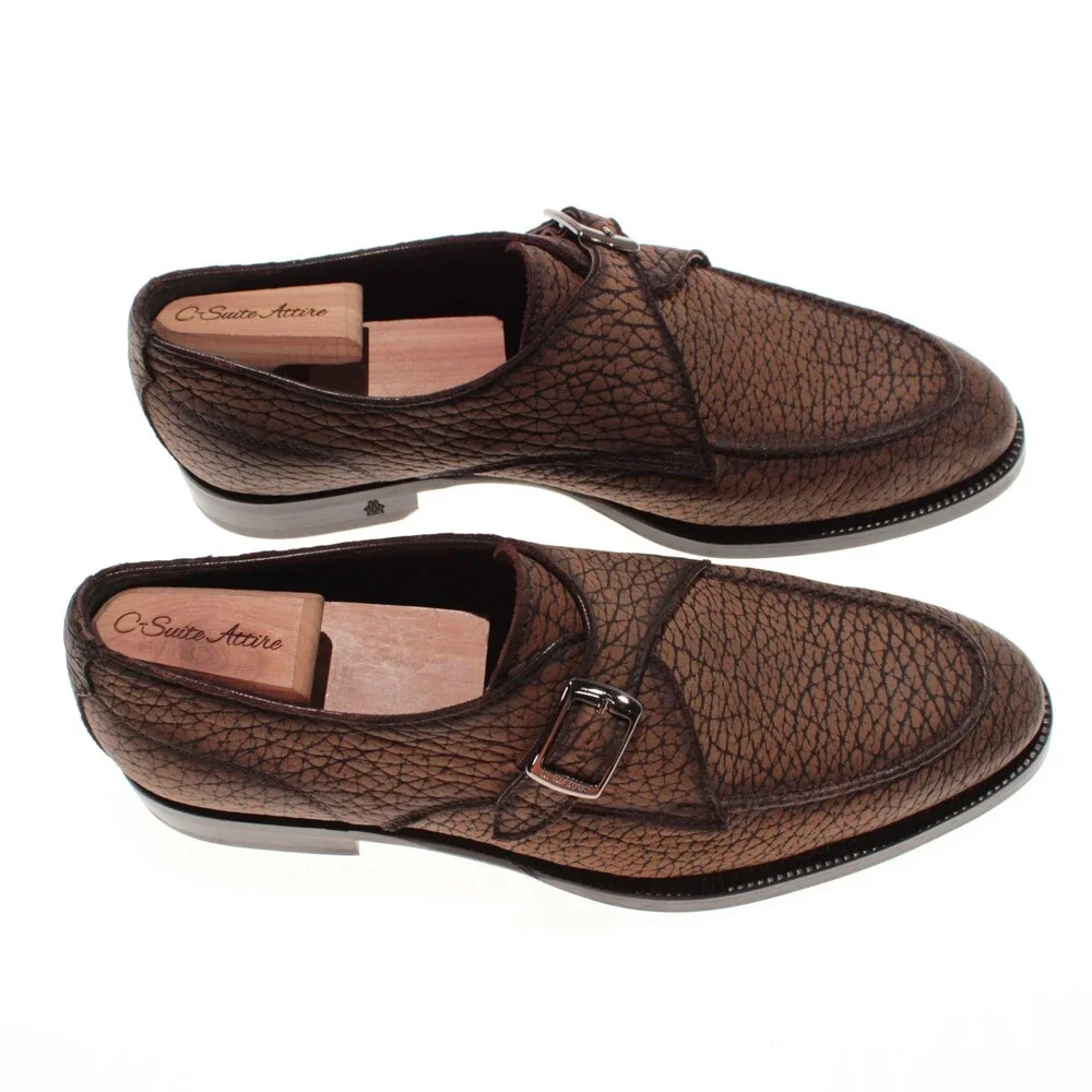 Di Bianco NWB Single Monk Strap Dress Shoes Size 9 US in Brown Leather